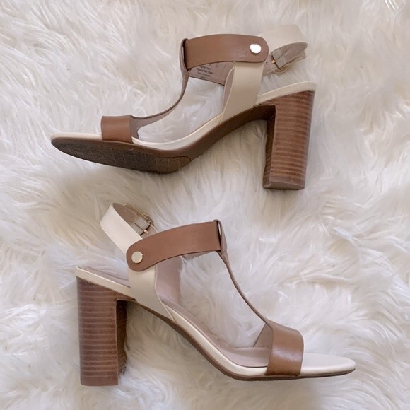 Preston & York Faye Leather T-Strap Block Heel Dress Sandals Sz 10 - Picture 3 of 12